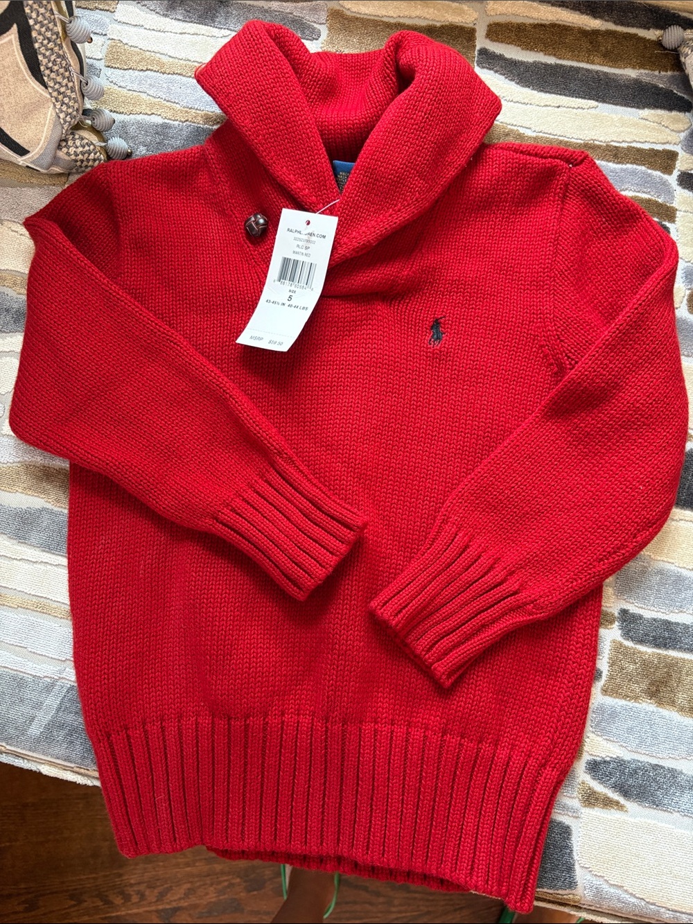 Ralph Lauren Red Shawl-Neck Turtleneck Sweater -boys